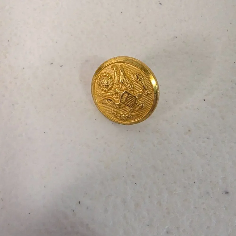 Lot of Vintage Military Style Metal Buttons Gold Tone Eagle Crest Shank Buttons